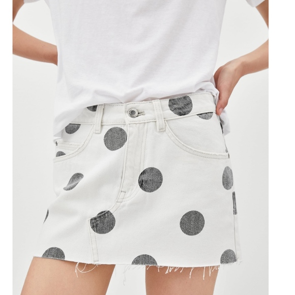 zara white denim skirt